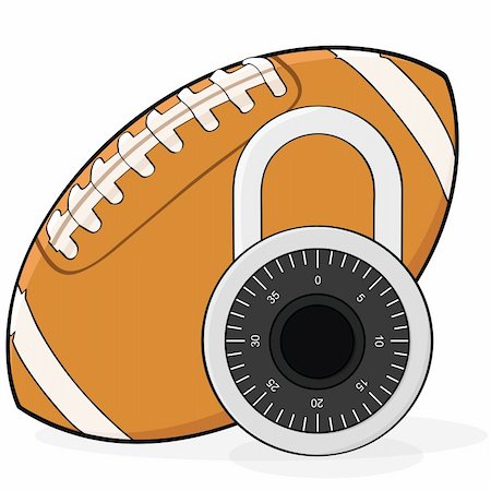 simsearch:400-06083555,k - Concept illustration showing a football and a combination padlock, in allusion to a football league lockout Stockbilder - Microstock & Abonnement, Bildnummer: 400-04384533