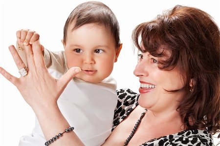 simsearch:400-04216383,k - grandmother with baby, isolated on white background Foto de stock - Royalty-Free Super Valor e Assinatura, Número: 400-04384553