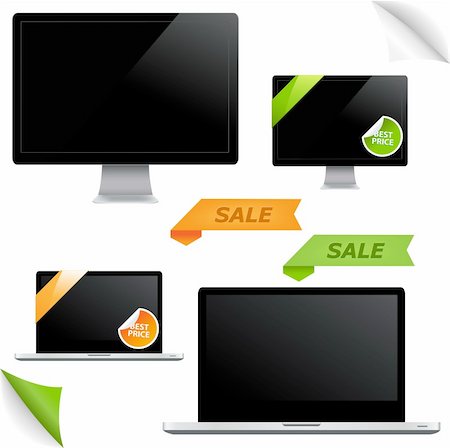 Icon Of Monitor With Leaves Isolated On White Background, Vector Illustration Stock Photo - Budget Royalty-Free & Subscription, Code: 400-04384612