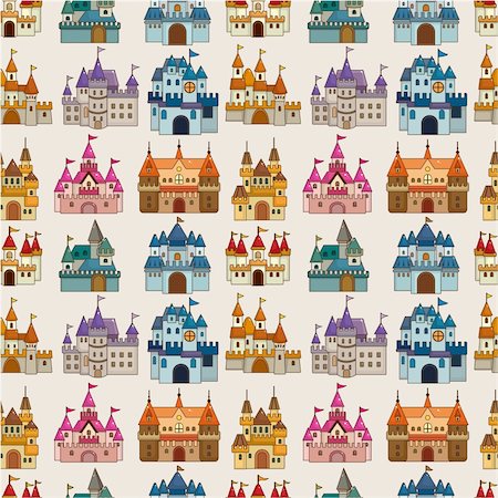 cartoon Fairy tale castle seamless pattern Stock Photo - Budget Royalty-Free & Subscription, Code: 400-04384701
