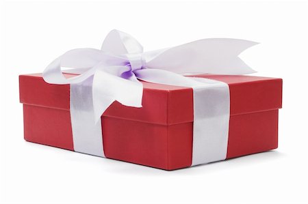 plain rectangular box - Red gift box with bow ribbon on white background Stock Photo - Budget Royalty-Free & Subscription, Code: 400-04384714