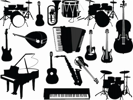 illustration of Musical instruments collection - vector Stock Photo - Budget Royalty-Free & Subscription, Code: 400-04384860