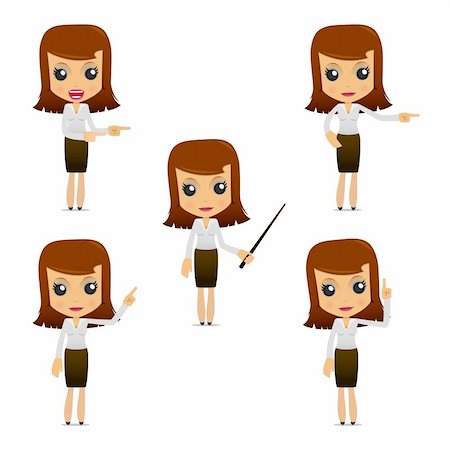 simsearch:400-05663929,k - set of funny cartoon businesswoman in various poses for use in presentations, etc. Stock Photo - Budget Royalty-Free & Subscription, Code: 400-04384896