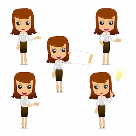 set of funny cartoon businesswoman in various poses for use in presentations, etc. Stock Photo - Budget Royalty-Free & Subscription, Code: 400-04384891