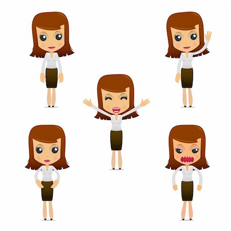 set of funny cartoon businesswoman in various poses for use in presentations, etc. Stock Photo - Budget Royalty-Free & Subscription, Code: 400-04384892