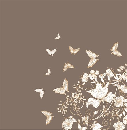 simsearch:400-04406888,k - Decorative floral background with  flowers and butterflies. Photographie de stock - Aubaine LD & Abonnement, Code: 400-04385030