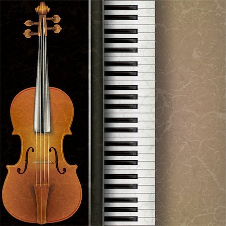 abstract music grunge background with violin and piano Stock Photo - Budget Royalty-Free & Subscription, Code: 400-04385184