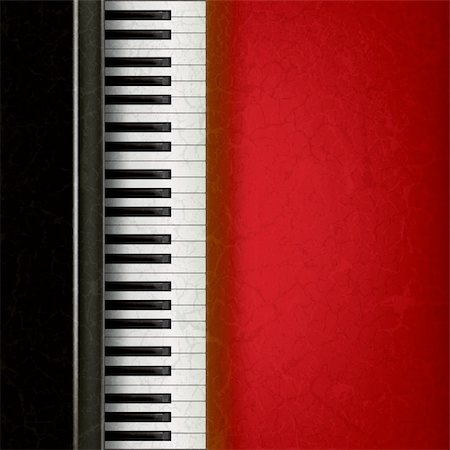 abstract music grunge background with piano on red Stock Photo - Budget Royalty-Free & Subscription, Code: 400-04385183