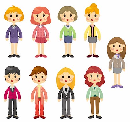 cartoon pretty office woman worker icon set Stock Photo - Budget Royalty-Free & Subscription, Code: 400-04385306