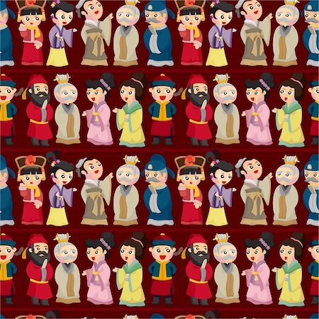 cartoon Chinese people seamless pattern Stock Photo - Budget Royalty-Free & Subscription, Code: 400-04385307