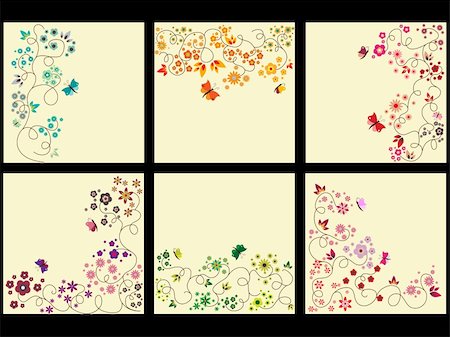 simsearch:400-04380504,k - Vector floral background set Stock Photo - Budget Royalty-Free & Subscription, Code: 400-04385488
