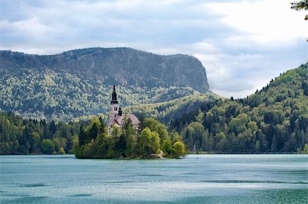Island Bled. Assumption of Mary Pilgrimage Church. Slovenia Stock Photo - Budget Royalty-Free & Subscription, Code: 400-04385481