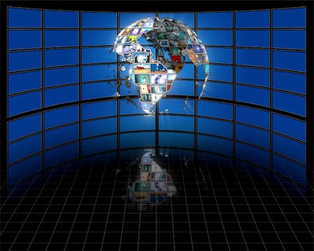 simsearch:400-04841410,k - Planet earth sphere of video screens Stock Photo - Budget Royalty-Free & Subscription, Code: 400-04385651
