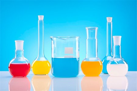 Simple Chemistry Equipment, flasks with fluids and more! Stock Photo - Budget Royalty-Free & Subscription, Code: 400-04385784