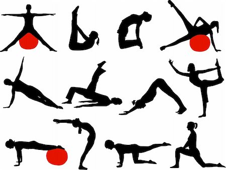 Pilates women silhouettes - vector Photographie de stock - Aubaine LD & Abonnement, Code: 400-04385930