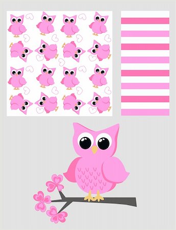 pattern art owl - three different patterns for children's clothes Stock Photo - Budget Royalty-Free & Subscription, Code: 400-04385967