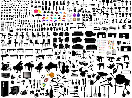 collection of household items silhouette - vector Stock Photo - Budget Royalty-Free & Subscription, Code: 400-04385970