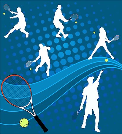 running action clip art - tennis players on the abstract background - vector Stock Photo - Budget Royalty-Free & Subscription, Code: 400-04385989