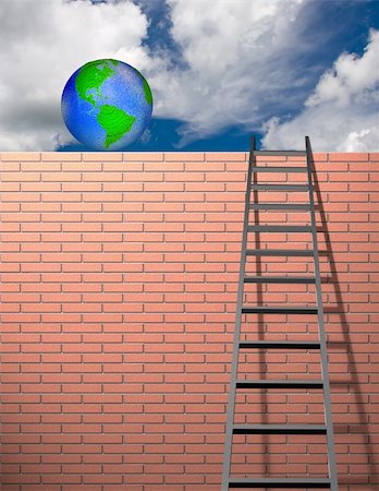 simsearch:400-04029058,k - Earth, Brick wall and Ladder Stock Photo - Budget Royalty-Free & Subscription, Code: 400-04386243