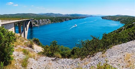 River Krka and bridge in Croatia - travel background. Panorama Stock Photo - Budget Royalty-Free & Subscription, Code: 400-04386514