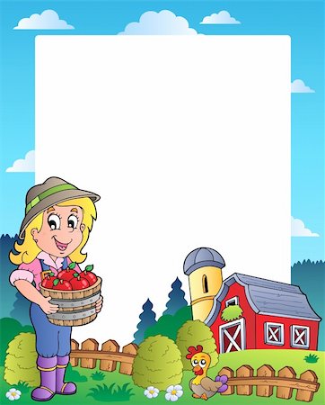 farmland bird view - Country scene with red barn 6 - vector illustration. Stock Photo - Budget Royalty-Free & Subscription, Code: 400-04387278