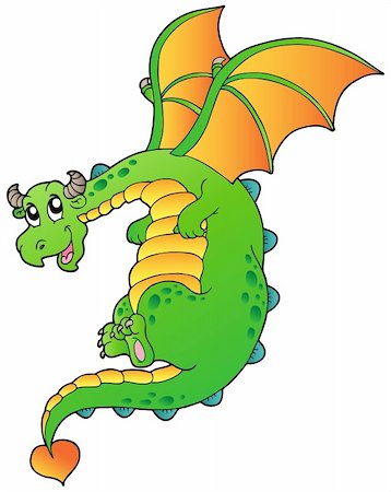 fairy tale characters how to draw - Flying fairy tale dragon - vector illustration. Stock Photo - Budget Royalty-Free & Subscription, Code: 400-04387281