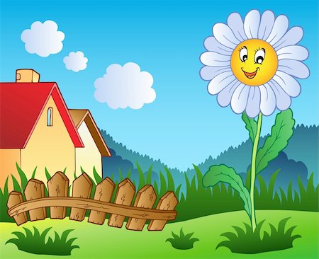 Meadow with daisy - vector illustration. Stock Photo - Budget Royalty-Free & Subscription, Code: 400-04387297