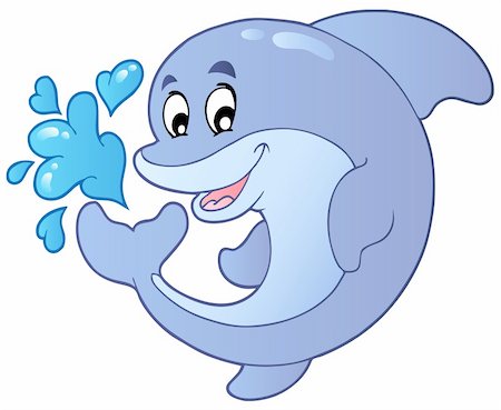 simsearch:400-06073764,k - Happy smiling dolphin - vector illustration. Photographie de stock - Aubaine LD & Abonnement, Code: 400-04387290