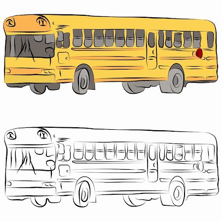 simsearch:400-08014032,k - An image of a school bus line drawing. Foto de stock - Super Valor sin royalties y Suscripción, Código: 400-04387711