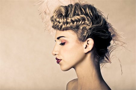 elegant bride hairstyle - beauty shot of young blond fashion model. Stock Photo - Budget Royalty-Free & Subscription, Code: 400-04387807