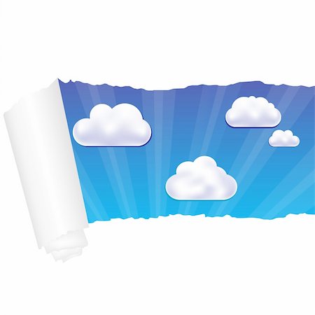 paper torn curl - Paper And Cloud, Vector Illustration Stock Photo - Budget Royalty-Free & Subscription, Code: 400-04388511