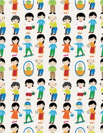 simsearch:400-04412571,k - seamless cartoon family pattern Stock Photo - Budget Royalty-Free & Subscription, Code: 400-04388687