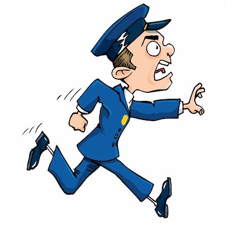 pictures of traffic police man - Cartoon policeman running calling out. Isolated on white. Stock Photo - Budget Royalty-Free & Subscription, Code: 400-04389148