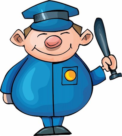 pictures of traffic police man - Cute Cartoon policeman with night stick . Isolated on white Stock Photo - Budget Royalty-Free & Subscription, Code: 400-04389150