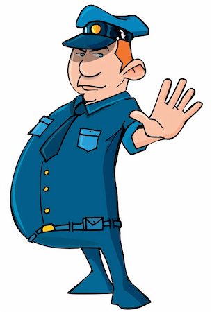 pictures of traffic police man - Cartoon policeman holding up his hand. Isolated on white Stock Photo - Budget Royalty-Free & Subscription, Code: 400-04389153