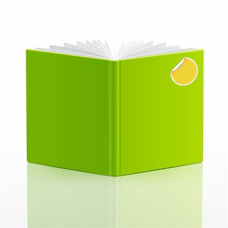 open book with green cover and sticker. Vector illustration. Stock Photo - Budget Royalty-Free & Subscription, Code: 400-04389316