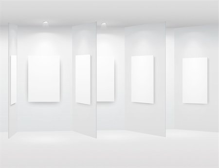 painting exhibition - Gallery Interior with empty frames on wall Stock Photo - Budget Royalty-Free & Subscription, Code: 400-04389330