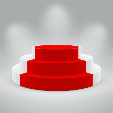 empty podium - 3d isolated Empty white podium with red carpet. Vector illustration. Stock Photo - Budget Royalty-Free & Subscription, Code: 400-04389353