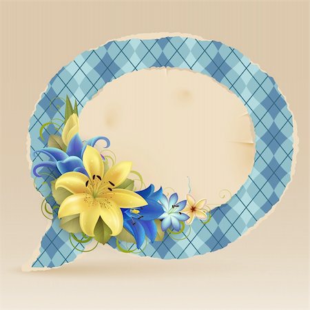 simsearch:400-04378593,k - Vintage bubble for speech with flowers and place for text Photographie de stock - Aubaine LD & Abonnement, Code: 400-04389365