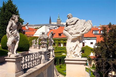 czech republic, prague - 18th century vrtba garden (vrtbovska zahrada) and hradcany castle Stock Photo - Budget Royalty-Free & Subscription, Code: 400-04389377