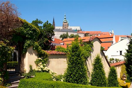 czech republic, prague - 18th century vrtba garden (vrtbovska zahrada) and hradcany castle Stock Photo - Budget Royalty-Free & Subscription, Code: 400-04389379