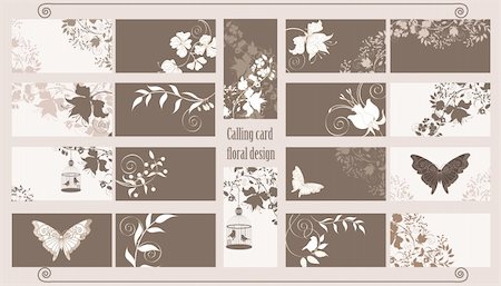 simsearch:400-04406888,k - Decorative floral calling cards set. Photographie de stock - Aubaine LD & Abonnement, Code: 400-04389469