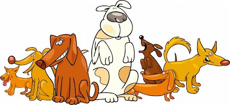 simsearch:400-06356130,k - Cartoon illustration of funny dogs group Stockbilder - Microstock & Abonnement, Bildnummer: 400-04389498