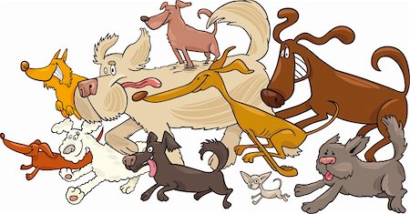 simsearch:400-06356130,k - Cartoon illustration of running dogs Stockbilder - Microstock & Abonnement, Bildnummer: 400-04389499