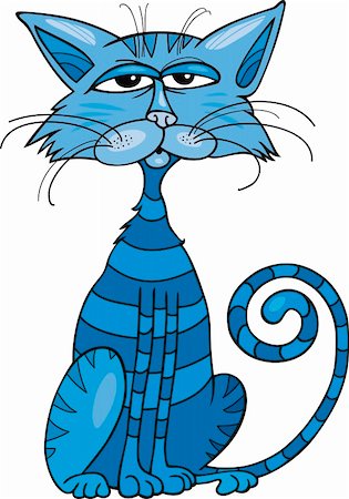 Cartoon illustration of Blue cat Stock Photo - Budget Royalty-Free & Subscription, Code: 400-04389491