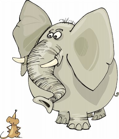 funny mice - Illustration of elephant and mouse Stock Photo - Budget Royalty-Free & Subscription, Code: 400-04389507