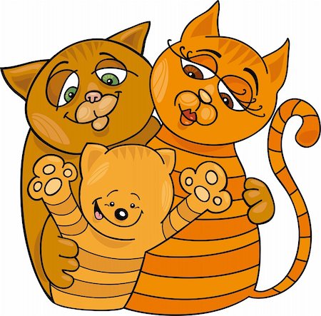 Cartoon illustration of happy cats family Stock Photo - Budget Royalty-Free & Subscription, Code: 400-04389508