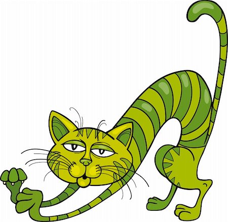 Illustration of Green Cat stretching Stock Photo - Budget Royalty-Free & Subscription, Code: 400-04389518