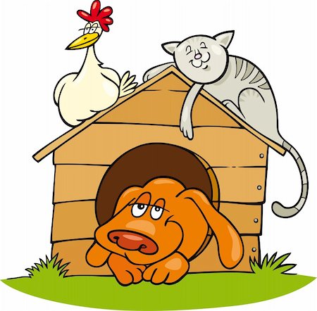 doghouse - Illustration of Happy farm animals Stock Photo - Budget Royalty-Free & Subscription, Code: 400-04389520