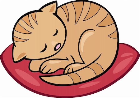 Cartoon illustration of sleeping kitten Photographie de stock - Aubaine LD & Abonnement, Code: 400-04389539
